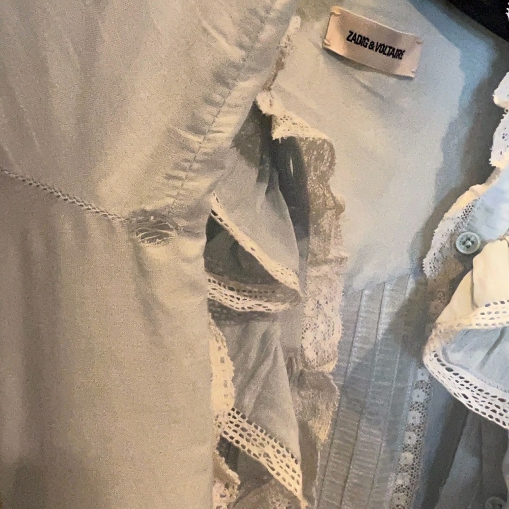 Zadig & Voltaire Ranky Tomboy Dress Ruffle Lace Size Med EUC - Picture 2 of 14
